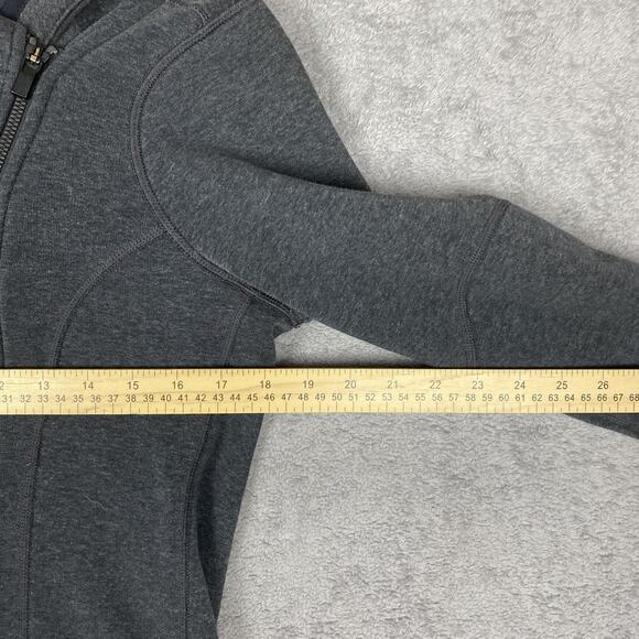 Athleta Jacket Womens Extra Small Gray Asymmetrical Zip Hooded Fleece Lined - Picture 14 of 16